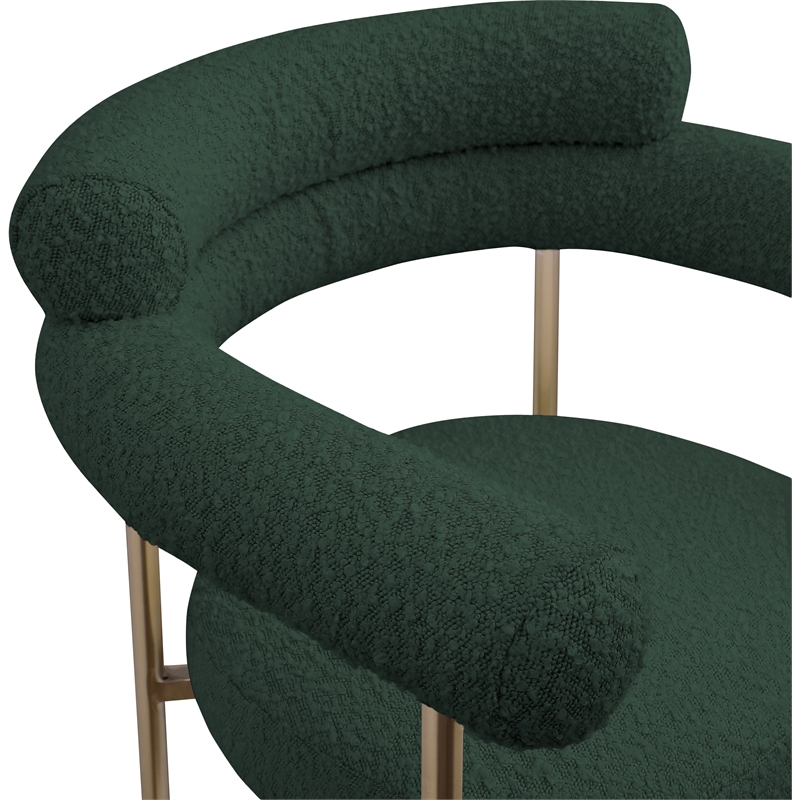 Pemberly Row Set of 2 Green Boucle Counter Stools with Brass Metal Frame