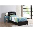 Pemberly Row Faux Leather Twin Upholstered Bed in Dark Brown Finish