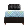 Pemberly Row Faux Leather Twin Upholstered Bed in Dark Brown Finish