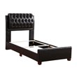 Pemberly Row Faux Leather Twin Upholstered Bed in Dark Brown Finish