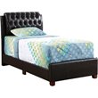 Pemberly Row Faux Leather Twin Upholstered Bed in Dark Brown Finish