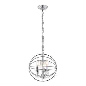 Pemberly Row 3-Light Chrome and Clear Metal Pendant with Crystals