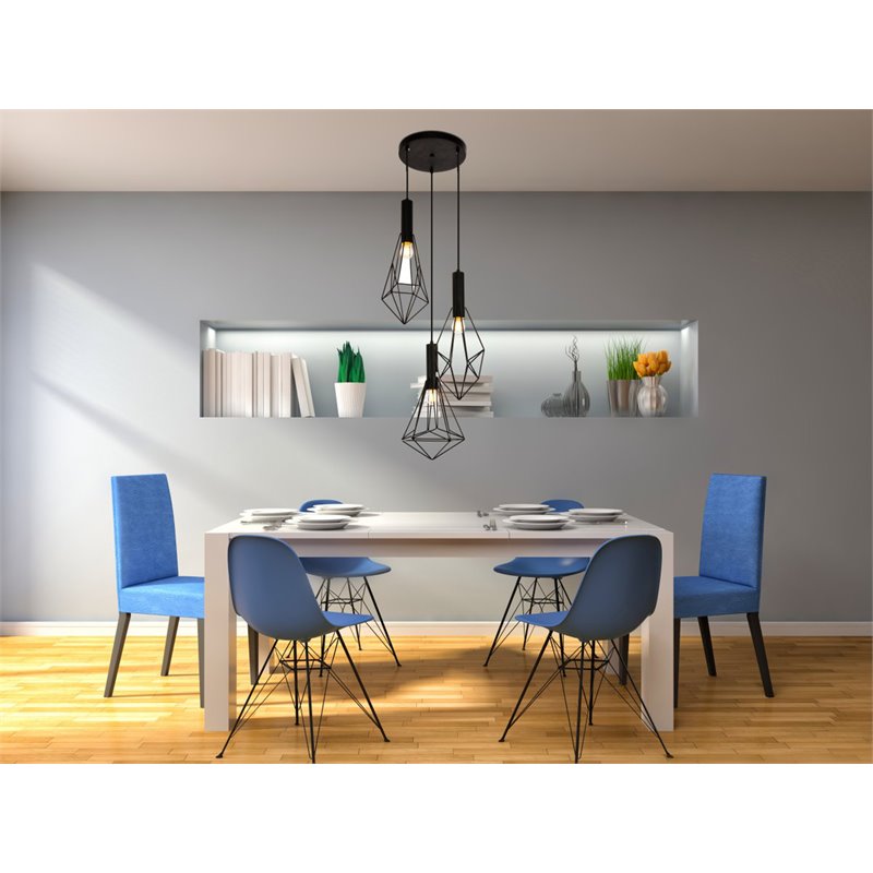 Pemberly Row 3-Light Transitional Metal Pendant in Black