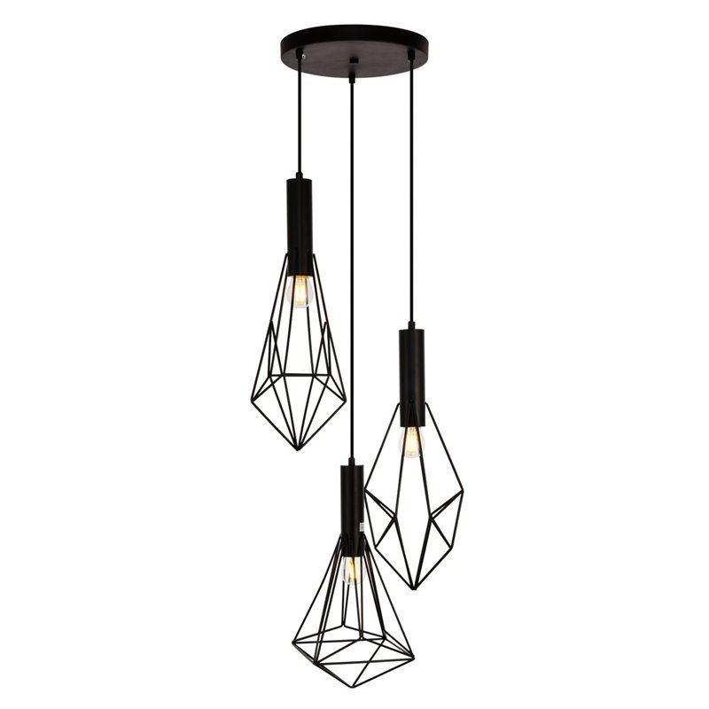 Pemberly Row 3-Light Transitional Metal Pendant in Black