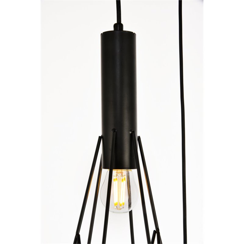 Pemberly Row 3-Light Transitional Metal Pendant in Black