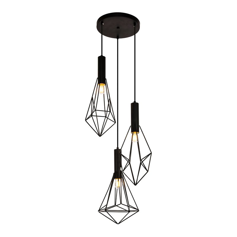 Pemberly Row 3-Light Transitional Metal Pendant in Black