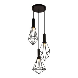 Pemberly Row 3-Light Transitional Metal Pendant in Black