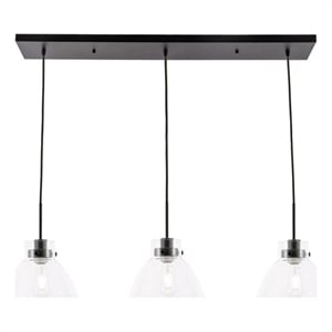 Pemberly Row 3-Light Mid-Century Metal Pendant in Black and Clear