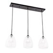 Pemberly Row 3-Light Mid-Century Metal Pendant in Black and Clear