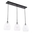 Pemberly Row 3-Light Mid-Century Metal Pendant in Black and Clear
