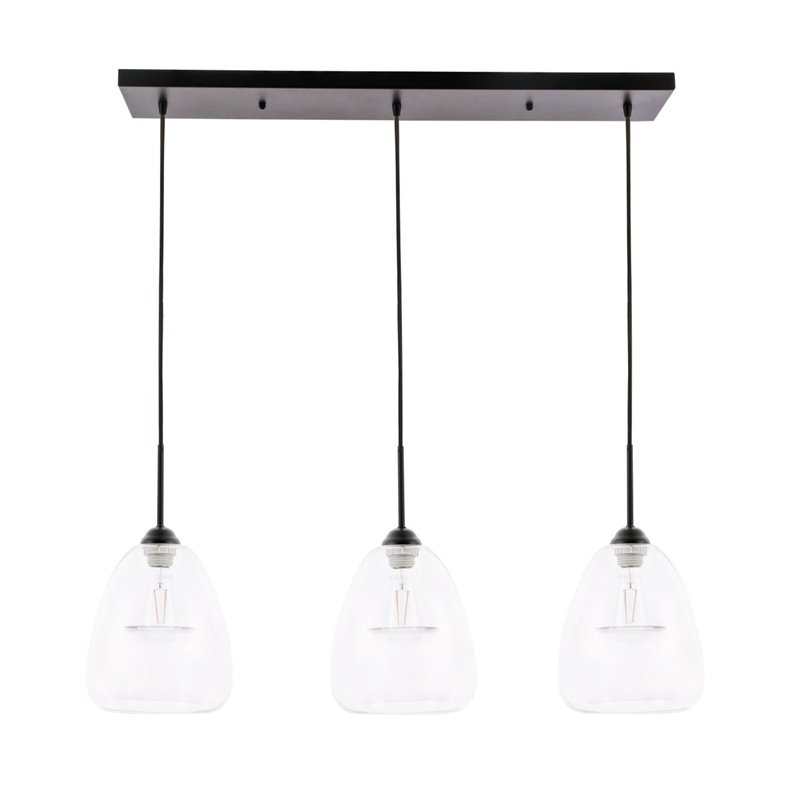 Pemberly Row 3-Light Mid-Century Metal Pendant in Black and Clear
