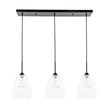 Pemberly Row 3-Light Mid-Century Metal Pendant in Black and Clear