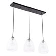 Pemberly Row 3-Light Mid-Century Metal Pendant in Black and Clear