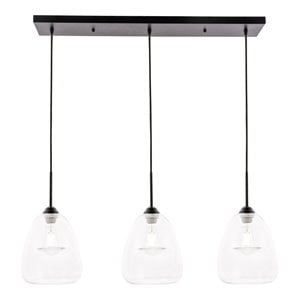 Pemberly Row 3-Light Mid-Century Metal Pendant in Black and Clear
