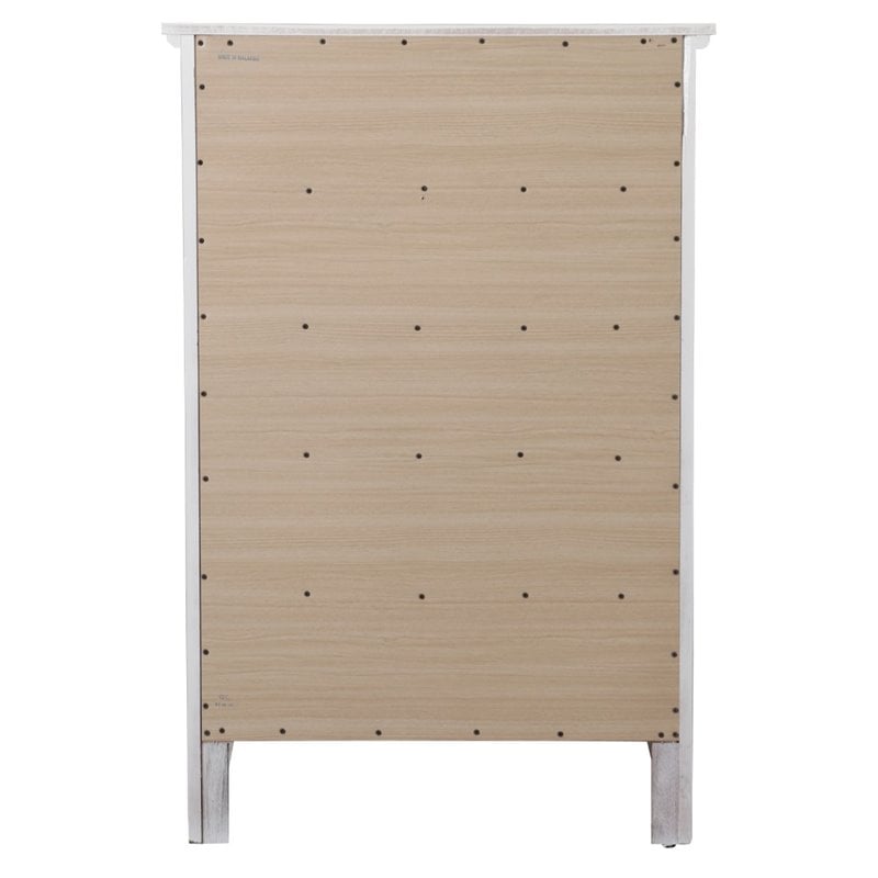 Pemberly Row Wood Veneer 5-Drawer Bedroom Chest in White