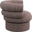 Pemberly Row Swivel Accent Chair in Brown Linen Textured Fabric with Tufting