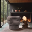Pemberly Row Swivel Accent Chair in Brown Linen Textured Fabric with Tufting