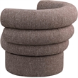 Pemberly Row Swivel Accent Chair in Brown Linen Textured Fabric with Tufting