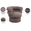 Pemberly Row Swivel Accent Chair in Brown Linen Textured Fabric with Tufting