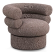 Pemberly Row Swivel Accent Chair in Brown Linen Textured Fabric with Tufting