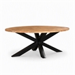 Pemberly Row Oval Mango Wood Dining Table with Black Metal Cross-Legs