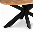Pemberly Row Oval Mango Wood Dining Table with Black Metal Cross-Legs