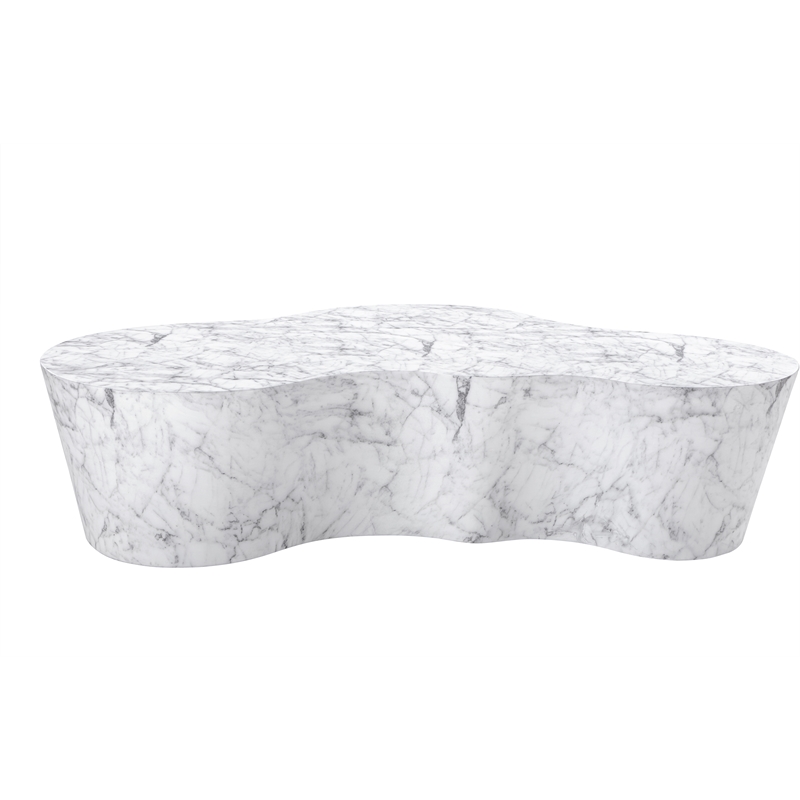 Pemberly Row 59.5 in White Marble Finish Indoor/Outdoor Concrete Coffee Table