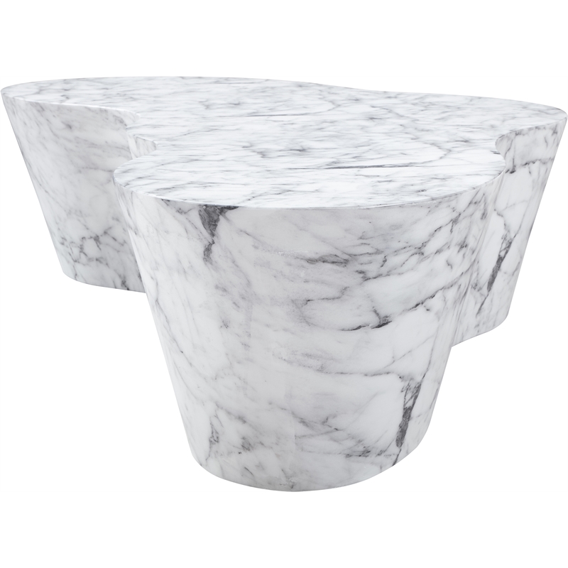 Pemberly Row 59.5 in White Marble Finish Indoor/Outdoor Concrete Coffee Table