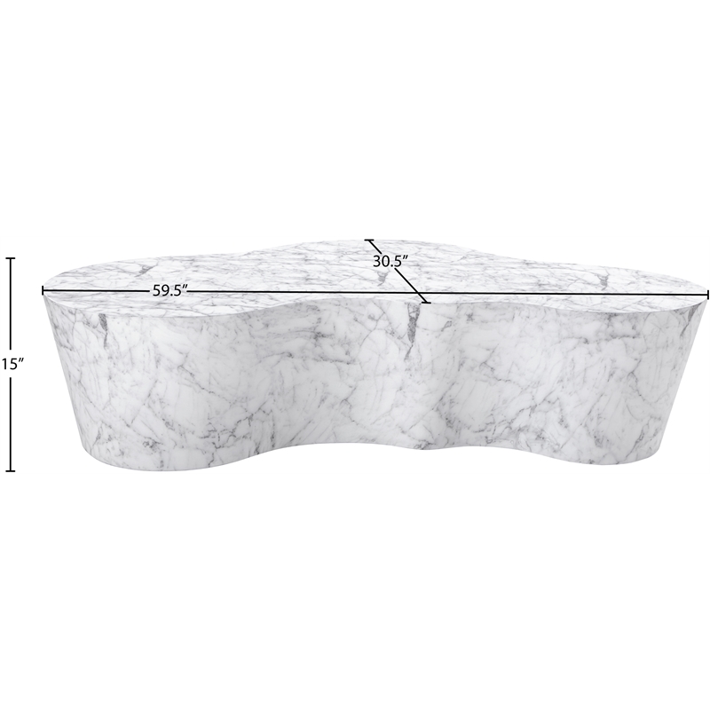 Pemberly Row 59.5 in White Marble Finish Indoor/Outdoor Concrete Coffee Table