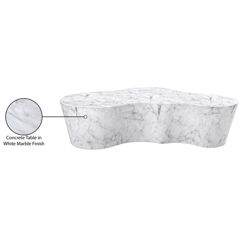 Pemberly Row 59.5 in White Marble Finish Indoor/Outdoor Concrete Coffee Table