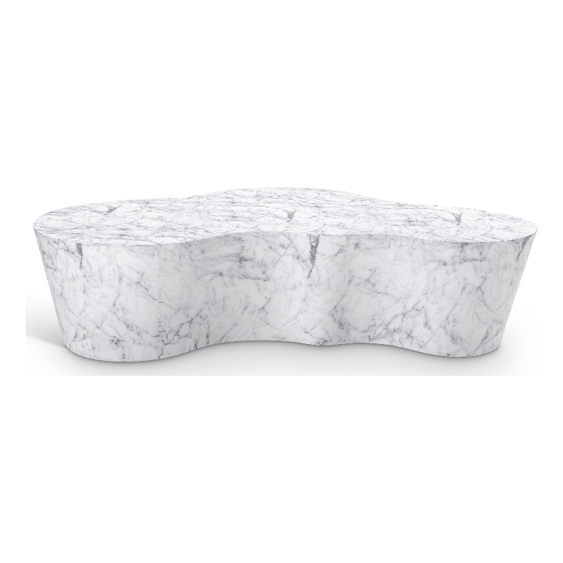 Pemberly Row 59.5 in White Marble Finish Indoor/Outdoor Concrete Coffee Table