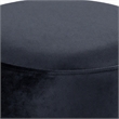 Pemberly Row Velvet Ottoman Stool in Black with Chrome Steel Band