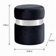 Pemberly Row Velvet Ottoman Stool in Black with Chrome Steel Band