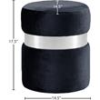 Pemberly Row Velvet Ottoman Stool in Black with Chrome Steel Band