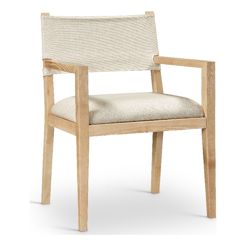 Pemberly Row Dining Arm Chair in Cream Linen Textured Fabric