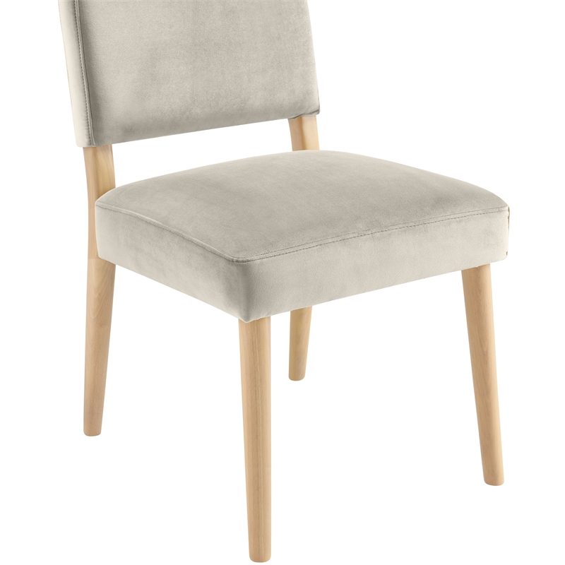Pemberly Row Cream Velvet Upholstered Dining Chair (Set of 2)