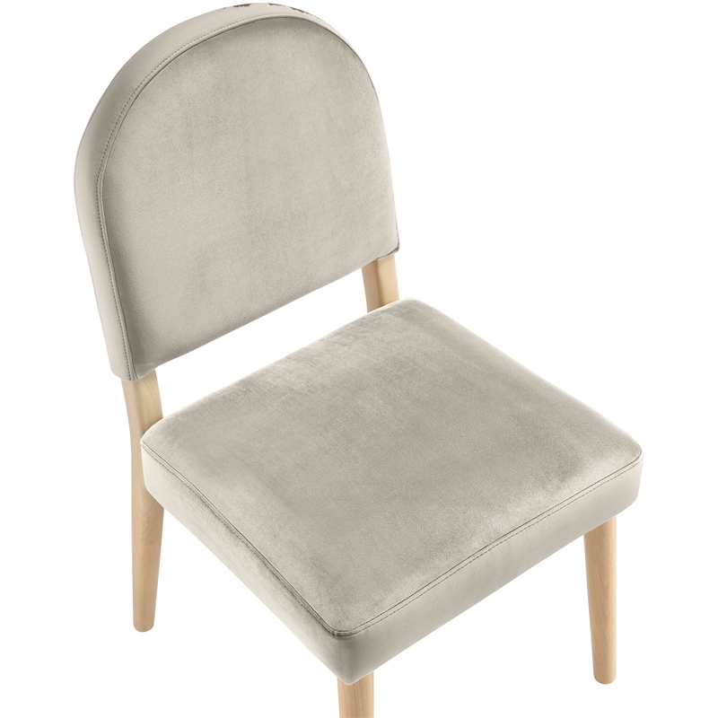 Pemberly Row Cream Velvet Upholstered Dining Chair (Set of 2)