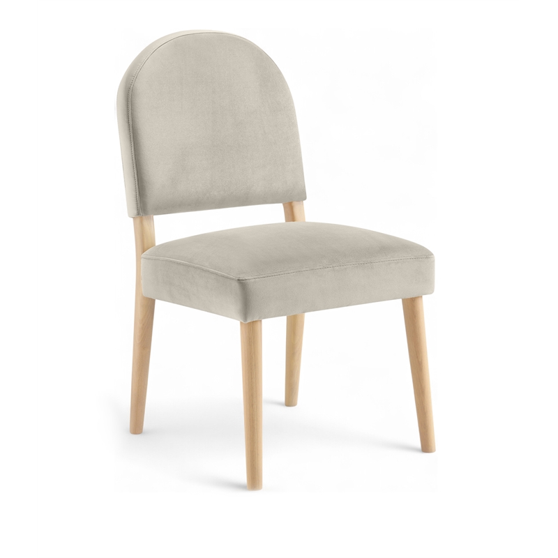 Pemberly Row Cream Velvet Upholstered Dining Chair (Set of 2)