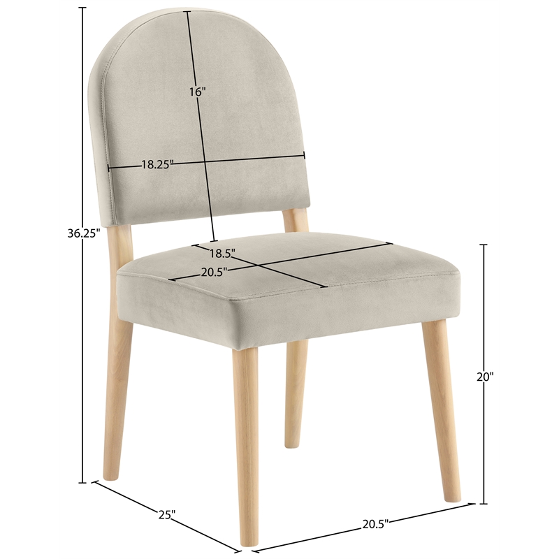 Pemberly Row Cream Velvet Upholstered Dining Chair (Set of 2)