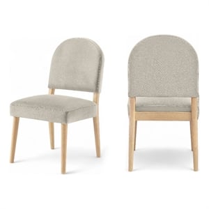 Pemberly Row Cream Velvet Upholstered Dining Chair (Set of 2)