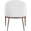 Pemberly Row White Linen Textured Fabric Dining Arm Chair with Bronze Frame