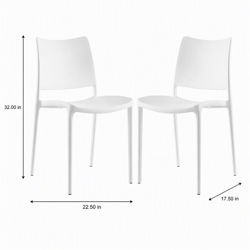 Pemberly Row Polypropylene Plastic Dining Side Chair in White (Set of 2)