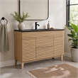 Pemberly Row 48 in Plastic & Wood Single Sink Bathroom Vanity in Oak/Black
