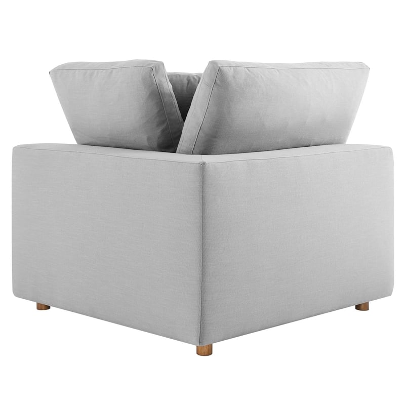 Pemberly Row Polyester Fabric Down Corner Chair in Light Gray