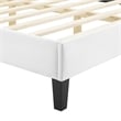 Pemberly Row Tufted Velvet Twin Platform Bed in White Upholstery