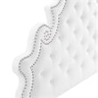 Pemberly Row Tufted Velvet Twin Platform Bed in White Upholstery