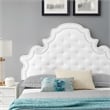 Pemberly Row Tufted Velvet Twin Platform Bed in White Upholstery