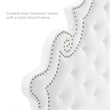 Pemberly Row Tufted Velvet Twin Platform Bed in White Upholstery