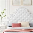 Pemberly Row Tufted Velvet Twin Platform Bed in White w/ Gold Legs