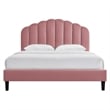 Pemberly Row Velvet Twin Platform Bed with Tufted Headboard in Dusty Rose